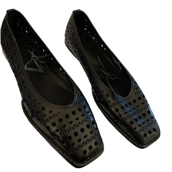 New Alohas Sway Black Slit Leather Ballet Flats sz 39 /US 9 NWOB - Picture 4 of 7